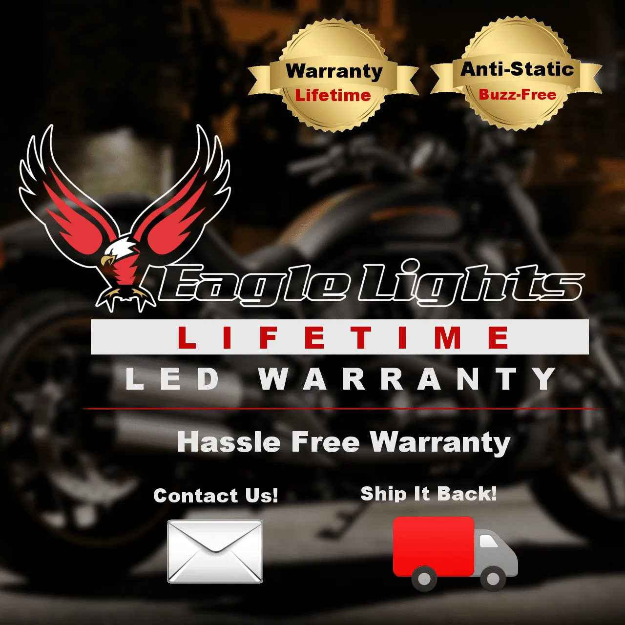 Eagle Lights 2” LED Turn Signal and Running Light Kit for Harley Davidson Motorcycles - Generation I / 1157 Front / 1156 Amber Rear