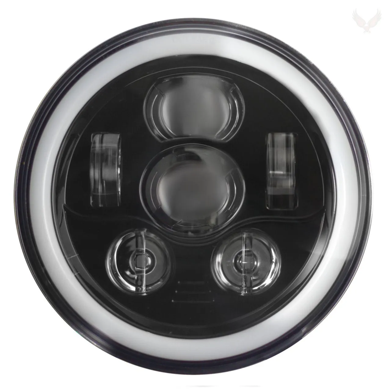 Eagle Lights 7" Round LED Projection Headlight Generation III- Black - Halo Ring - Jeep Wrangler