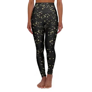 Elegant High Waisted Yoga Leggings with Gold Accents