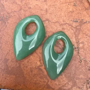 Estate Genuine Green Aventurine Diamond Gemstone Earring Charms