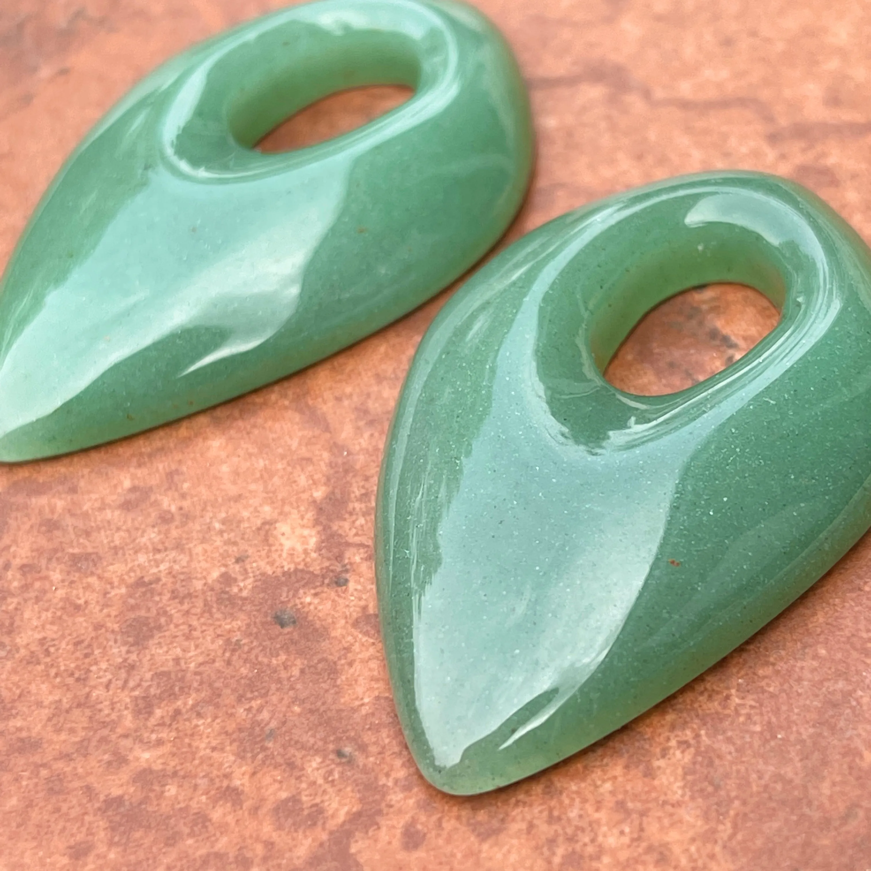 Estate Genuine Green Aventurine Diamond Gemstone Earring Charms