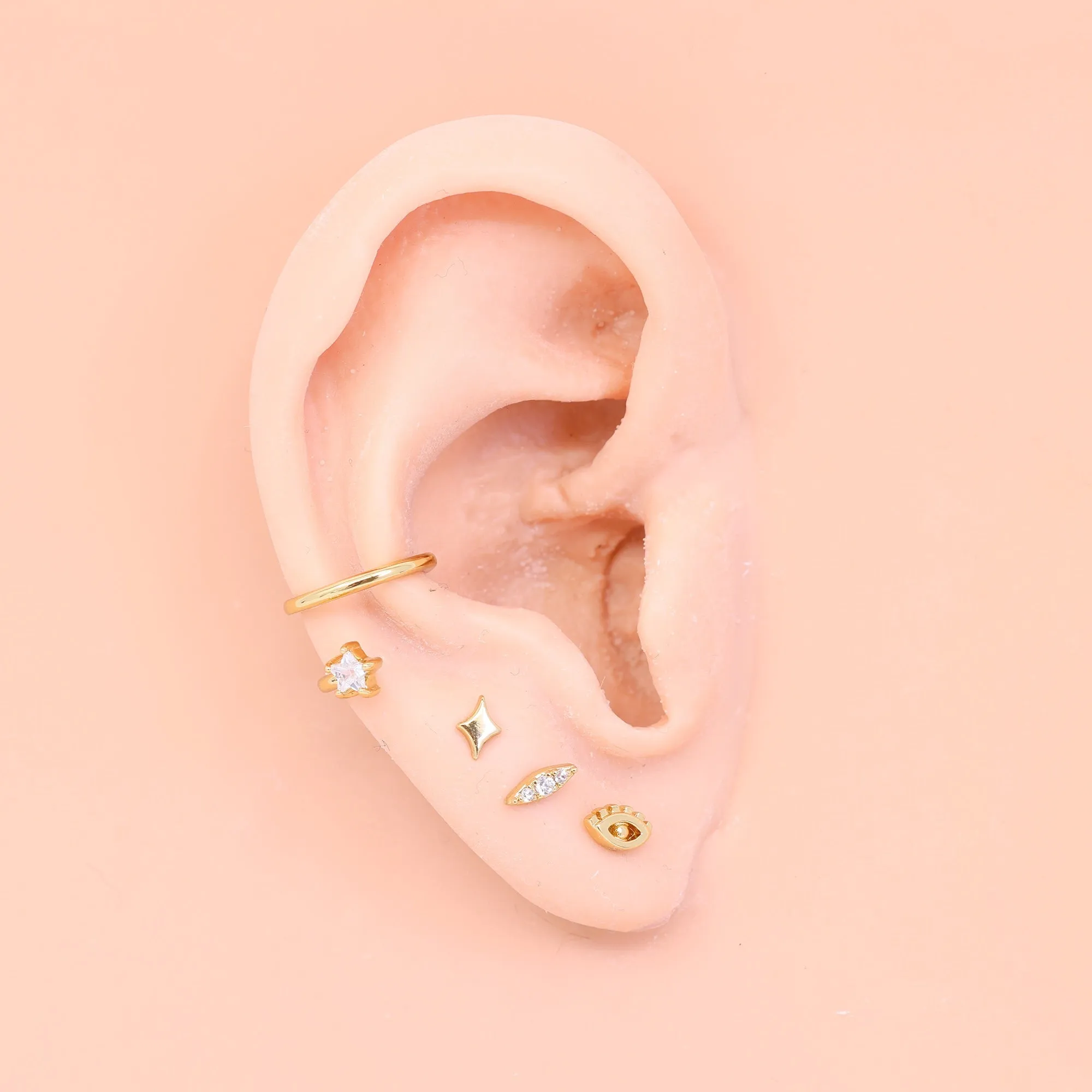 Evil Eye Stud Earrings in Gold