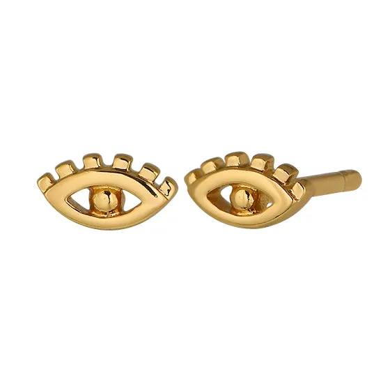 Evil Eye Stud Earrings in Gold