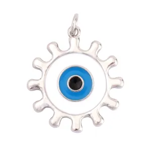 Exquisite 18K Gold Plated Evil Eye Gear Charm: Sparkling Cubic Zirconia Paved for Necklaces & Bracelets
