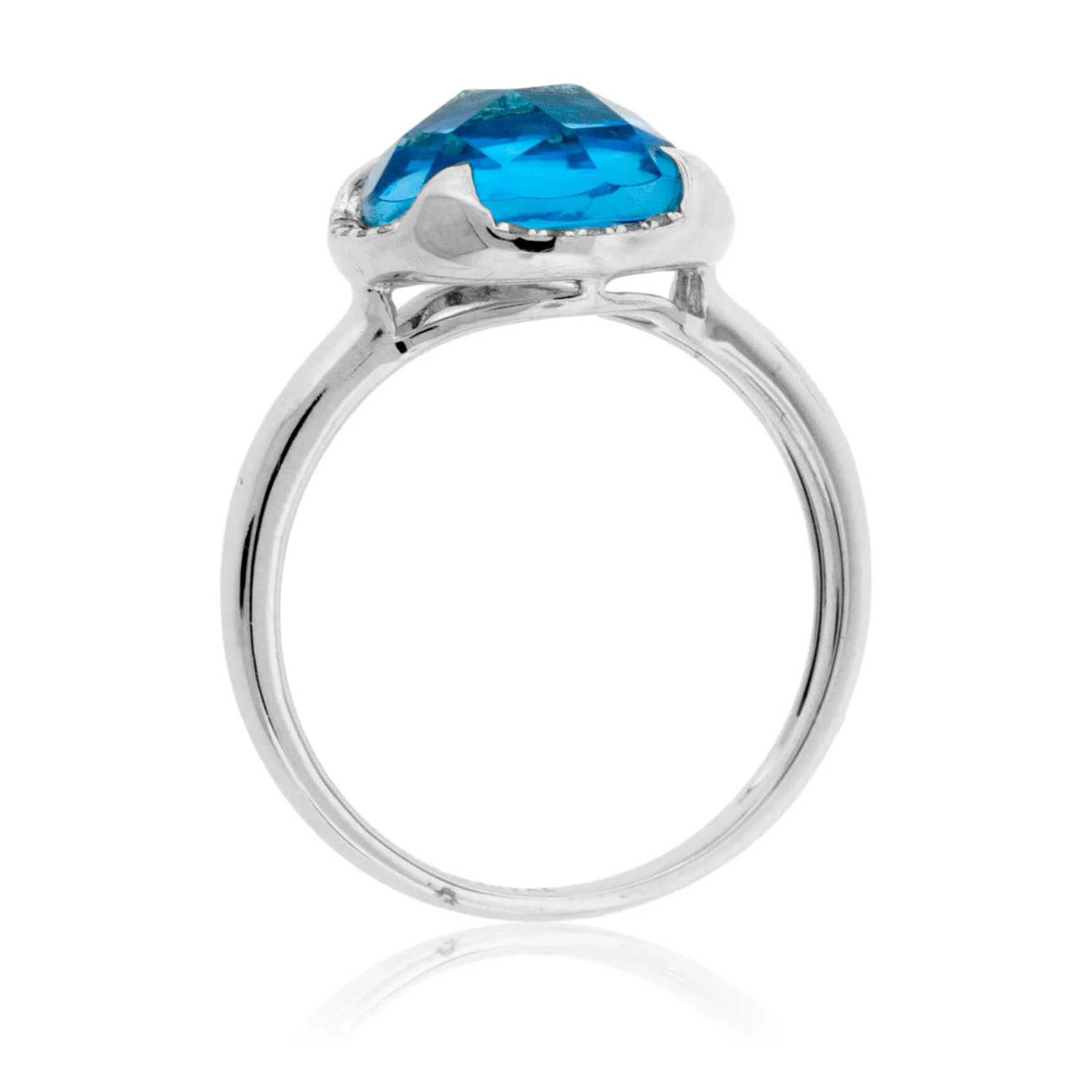 Fancy Round Cut Blue Topaz and Diamond Halo Ring