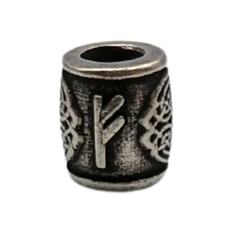 Fehu rune bronze bead