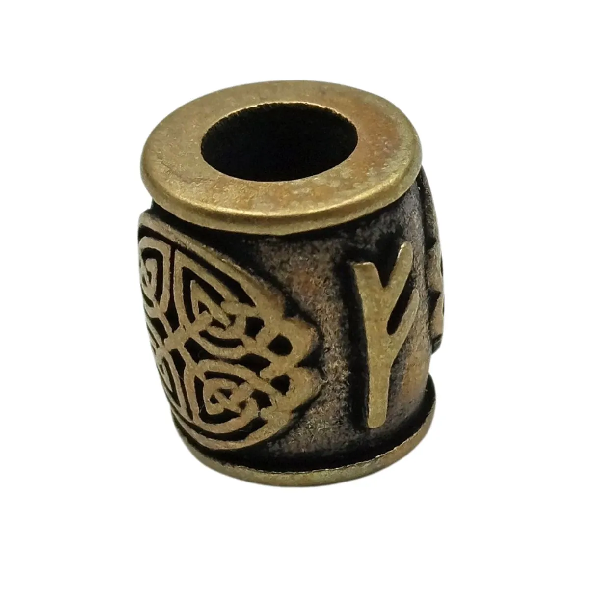 Fehu rune bronze bead
