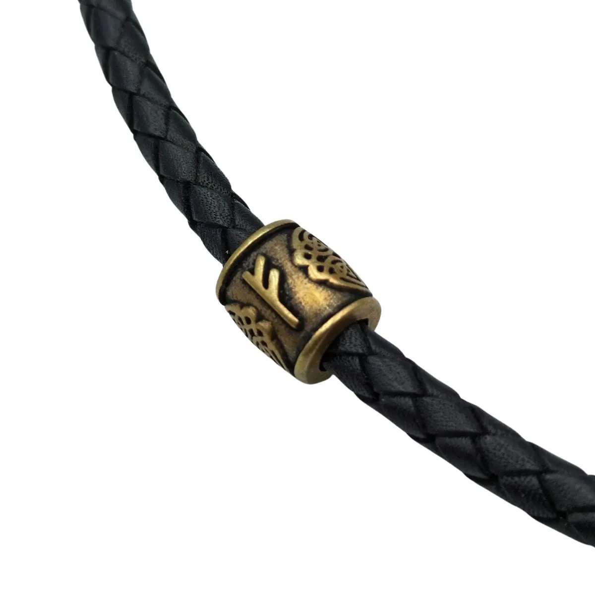 Fehu rune bronze bead