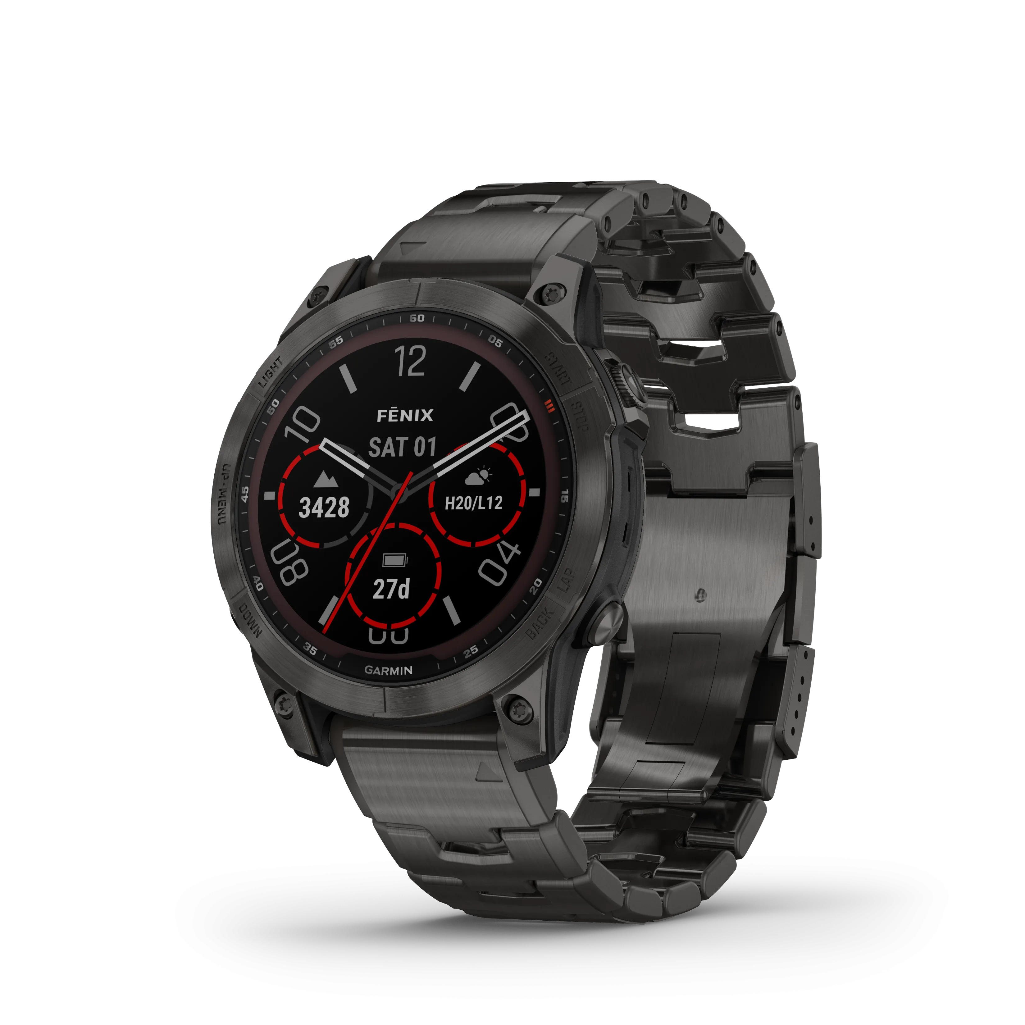 Fenix 7 Sapphire Carbon Grey With Vintage Titanium Band GPS Watch
