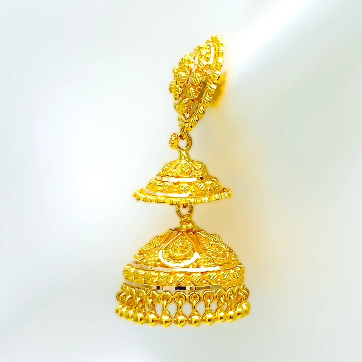 Festive Heirloom 22k Gold Floral Jhumki Earrings