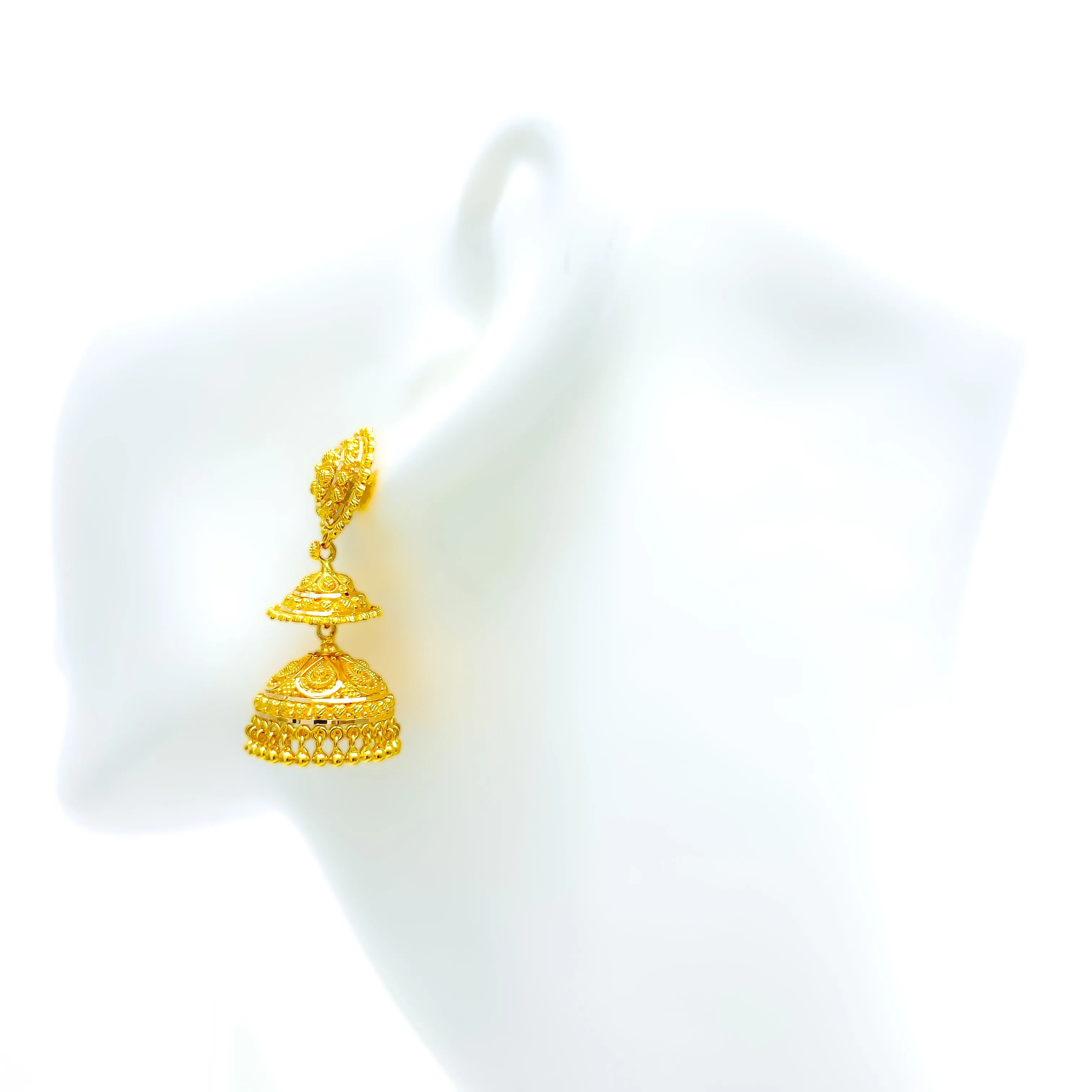 Festive Heirloom 22k Gold Floral Jhumki Earrings