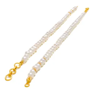 Flawless Mesmerizing 22k Gold Pearl Earrings Support Chain
