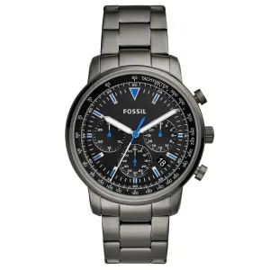 Fossil Goodwin Smoke Stainless Steel Black Dial Chronograph Quartz Watch for Gents - FS5518