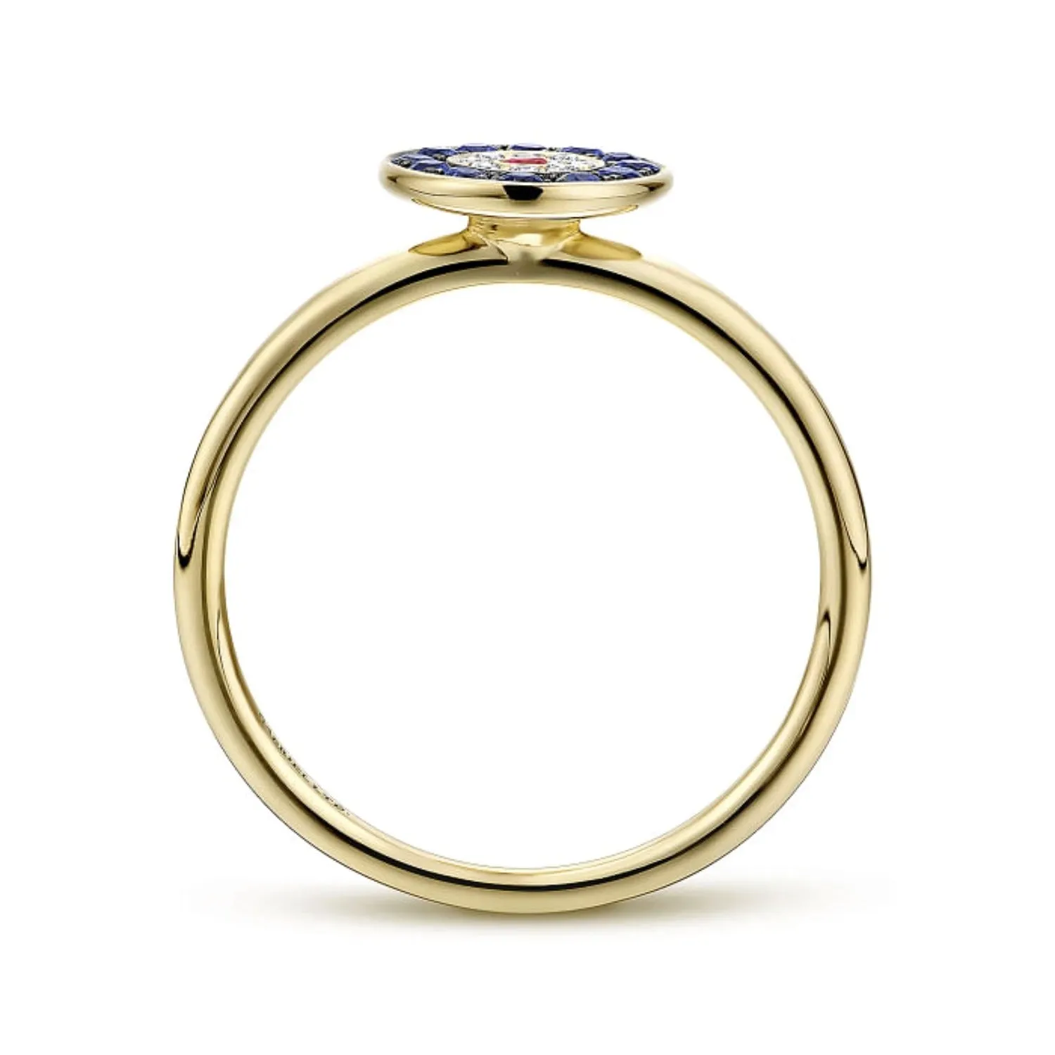 Gabriel & Co. Round "Evil Eye" Diamond, Sapphire, and Ruby Ring