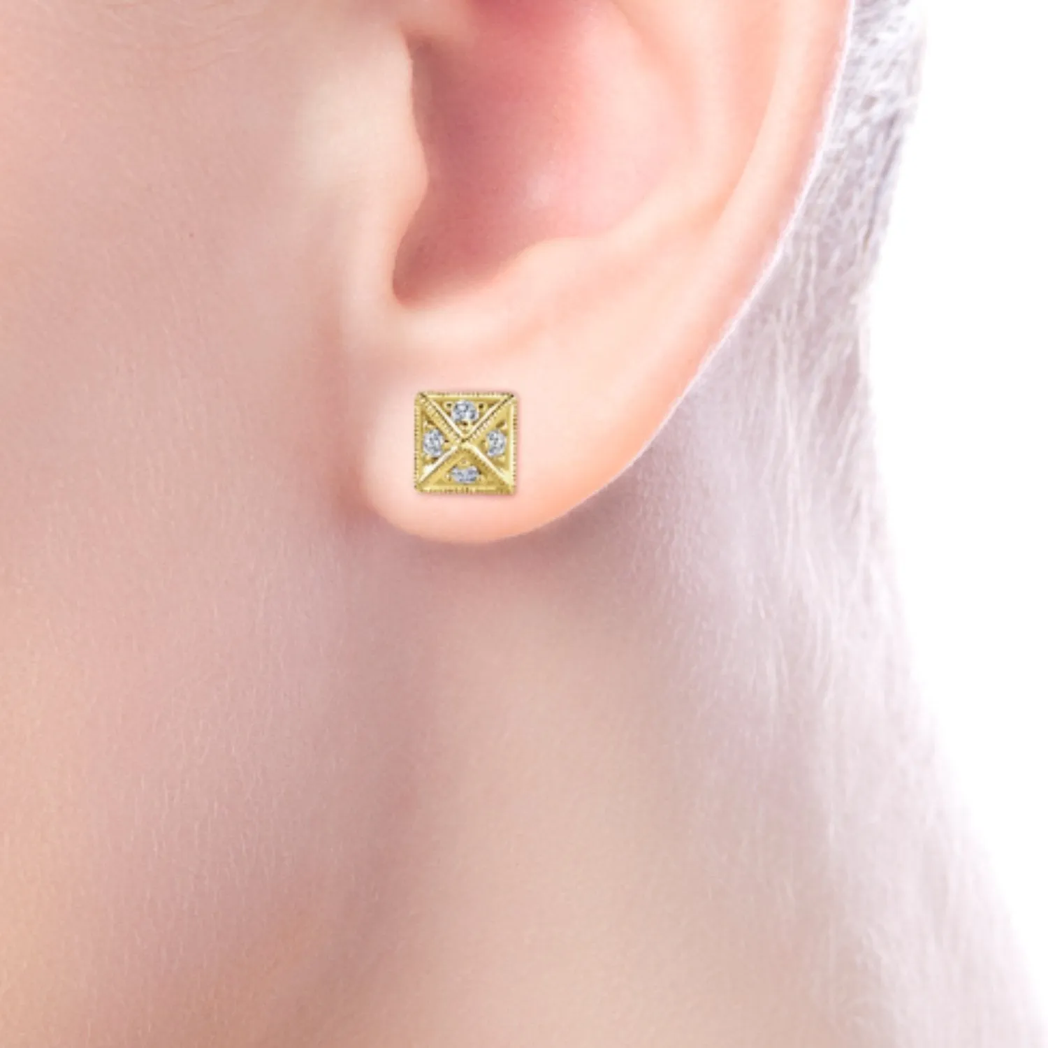 Gabriel & Co. Square Cluster Diamond Studs