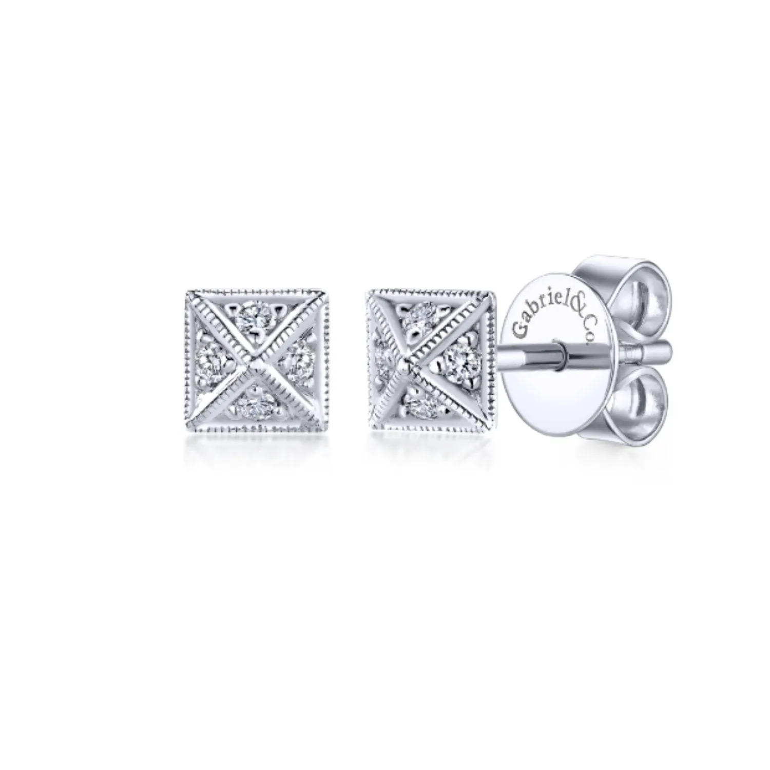 Gabriel & Co. Square Cluster Diamond Studs