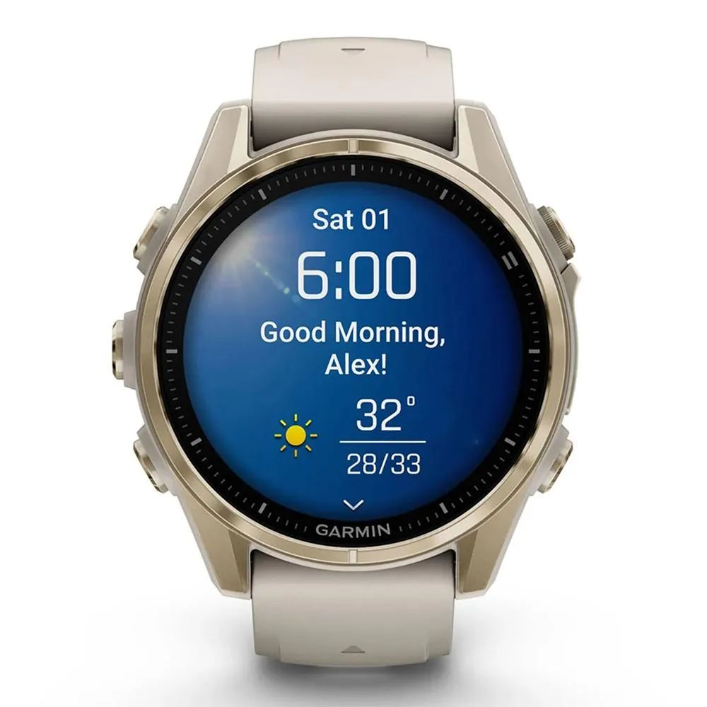 Garmin Fenix 8 43 mm AMOLED Sapphire Gold with Gray Band 2 Year Warranty Bundle