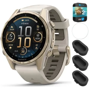 Garmin Fenix 8 43 mm AMOLED Sapphire Gold with Gray Band 2 Year Warranty Bundle