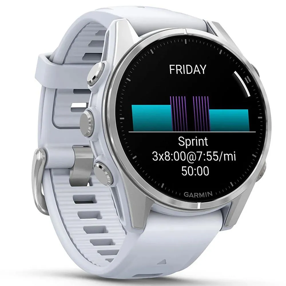 Garmin Fenix 8 43 mm AMOLED Silver with Whitestone Band   2 Year Warranty Bundle