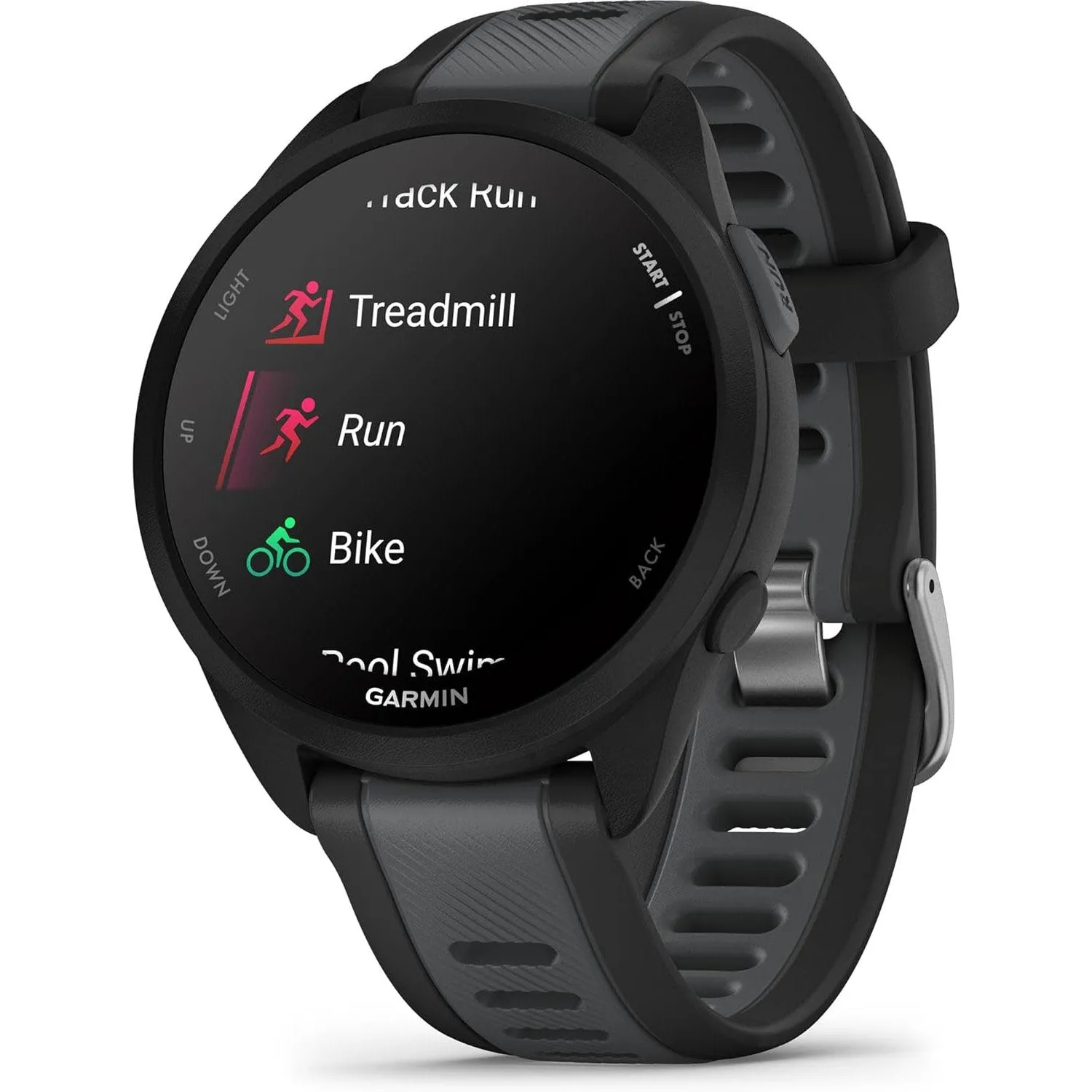 Garmin Forerunner 165 Music Smart Sport Watch Black  Slate Gray   HRM 200 (XS-S) Bundle