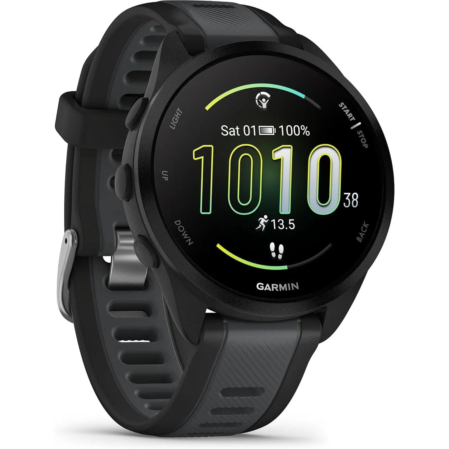 Garmin Forerunner 165 Music Smart Sport Watch Black  Slate Gray   HRM 200 (XS-S) Bundle