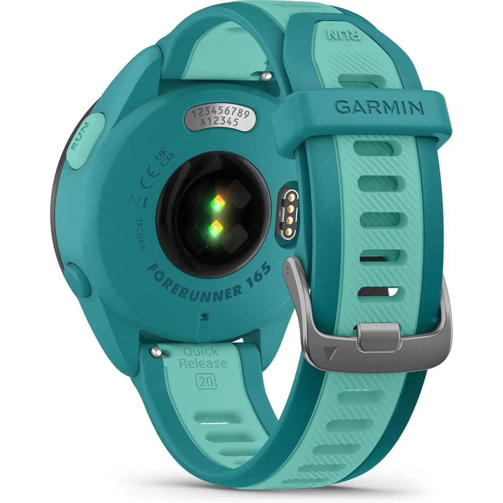 Garmin Forerunner 165 Music Smart Sport Watch, Turquoise   Aqua w/ Accessories Bundle