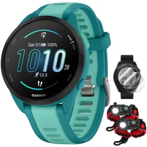 Garmin Forerunner 165 Music Smart Sport Watch, Turquoise   Aqua w/ Accessories Bundle