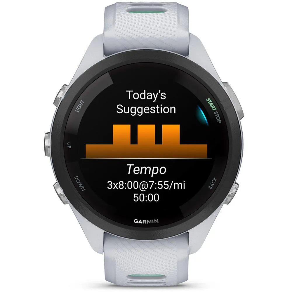 Garmin Forerunner 265S GPS Smartwatch Whitestone/Neo with Charging Dock Bundle