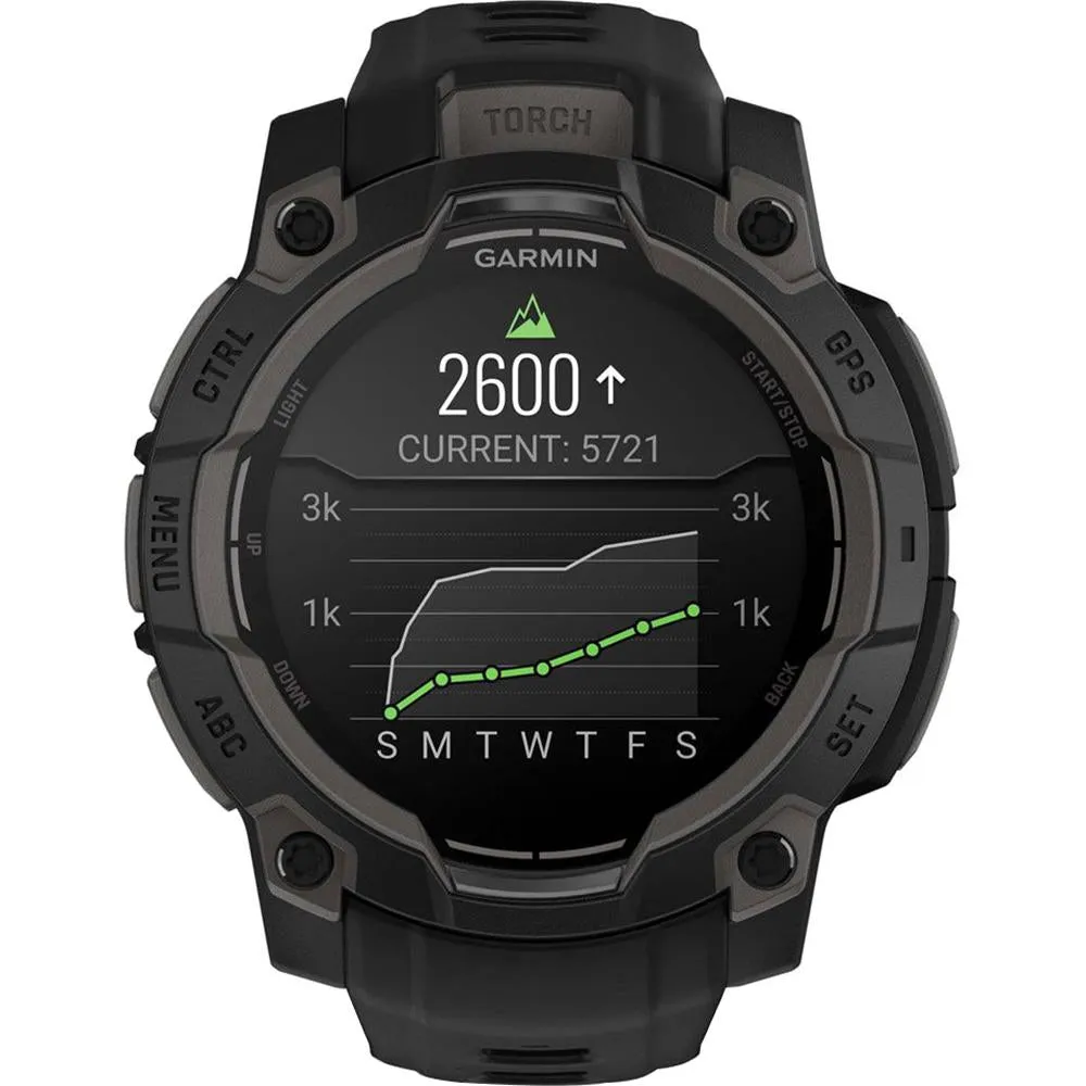 Garmin Instinct 3 - 45 mm GPS Smartwatch AMOLED Black   2 Year Warranty Bundle