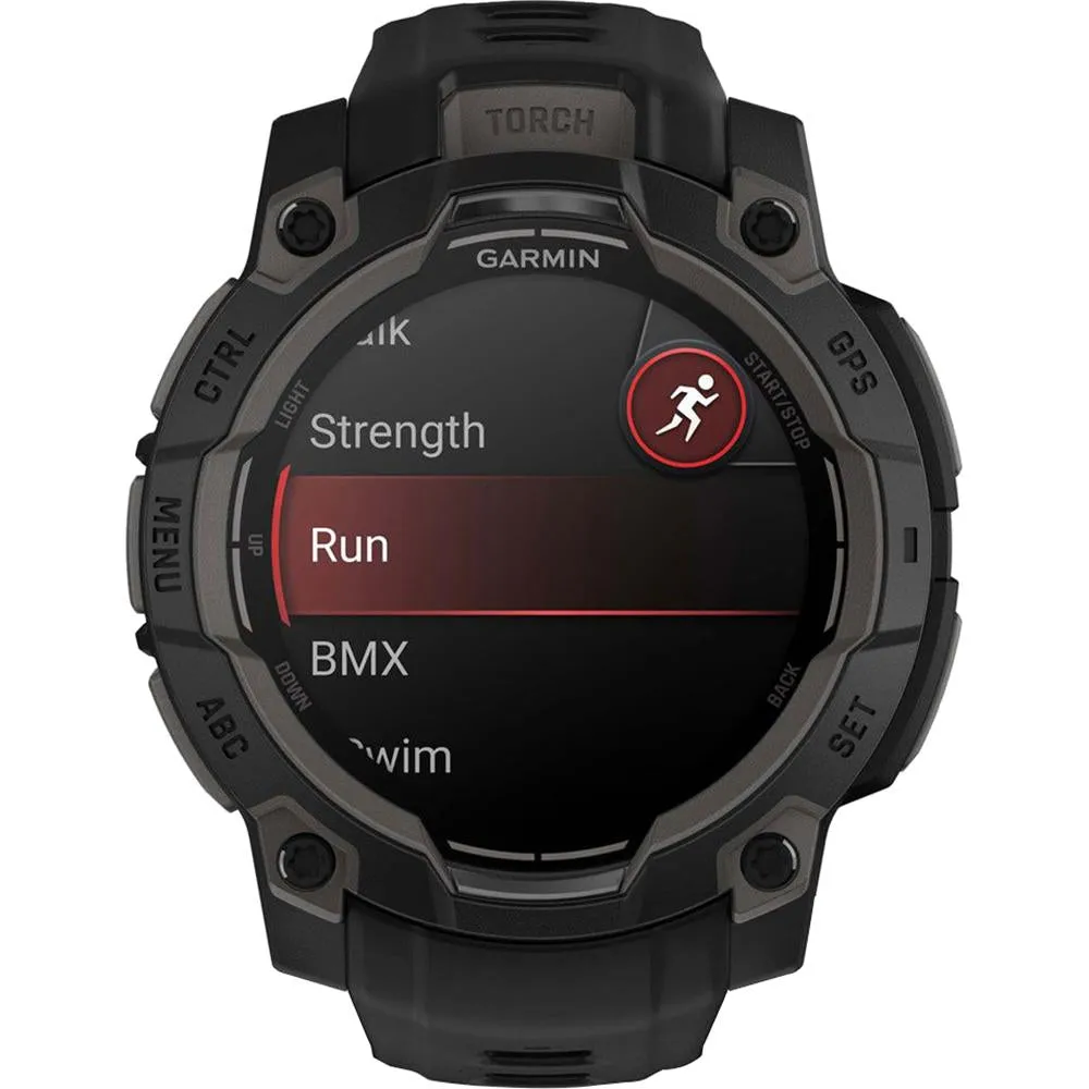 Garmin Instinct 3 - 45 mm GPS Smartwatch AMOLED Black   2 Year Warranty Bundle