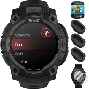 Garmin Instinct 3 - 45 mm GPS Smartwatch AMOLED Black   2 Year Warranty Bundle