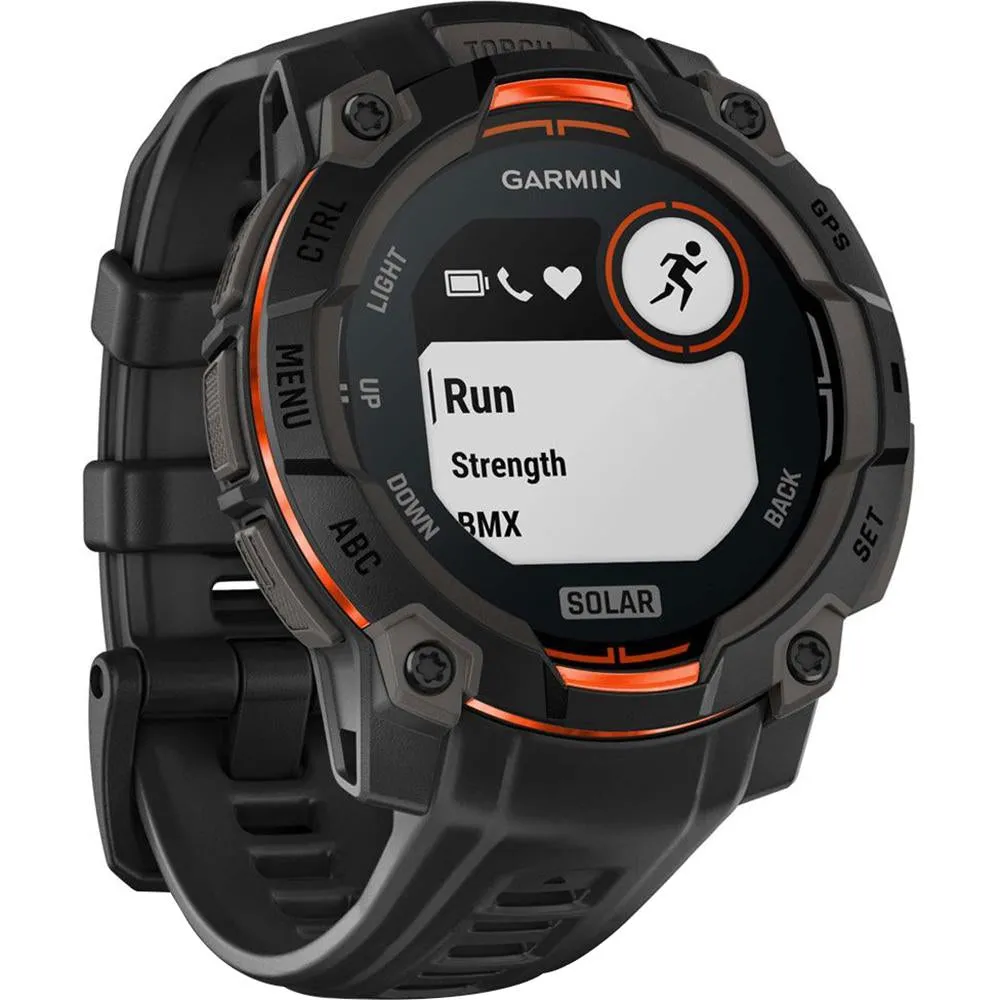 Garmin Instinct 3 - 45 mm GPS Smartwatch SOLAR Black with 2 Year Warranty Bundle