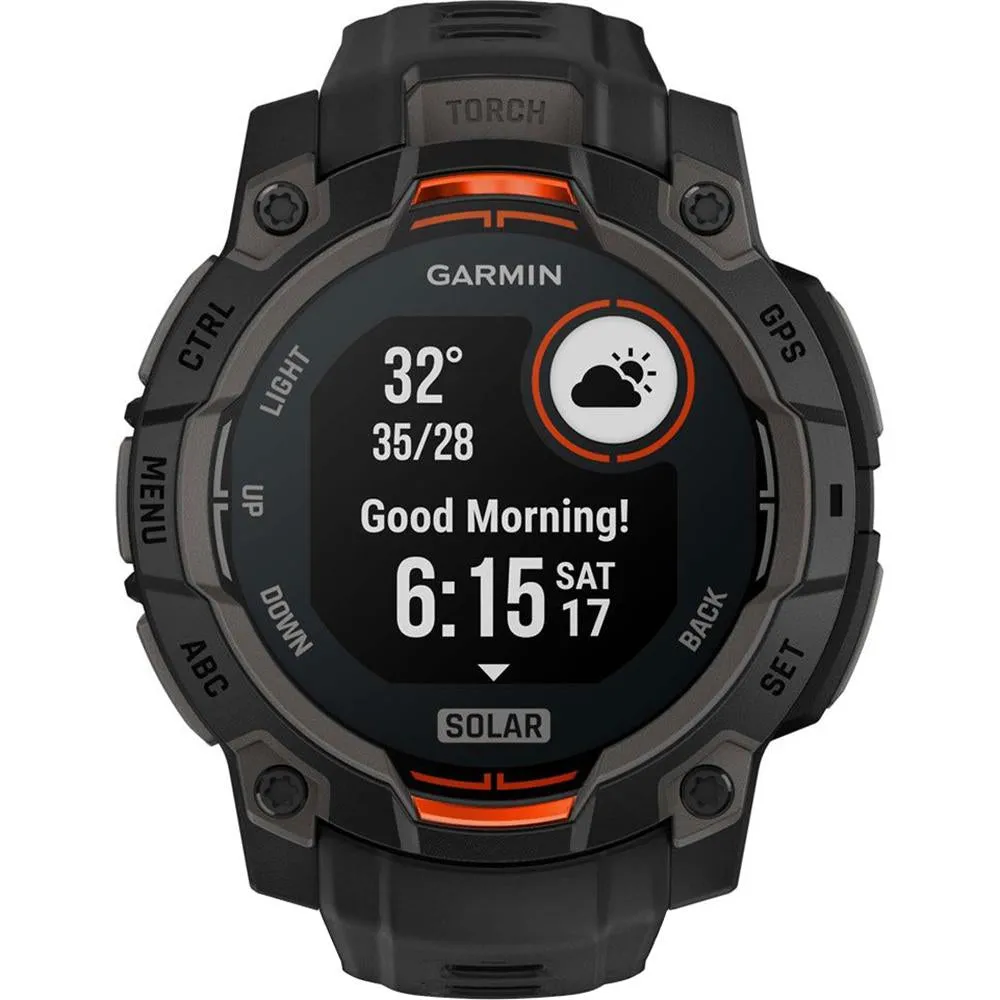 Garmin Instinct 3 - 45 mm GPS Smartwatch SOLAR Black with 2 Year Warranty Bundle