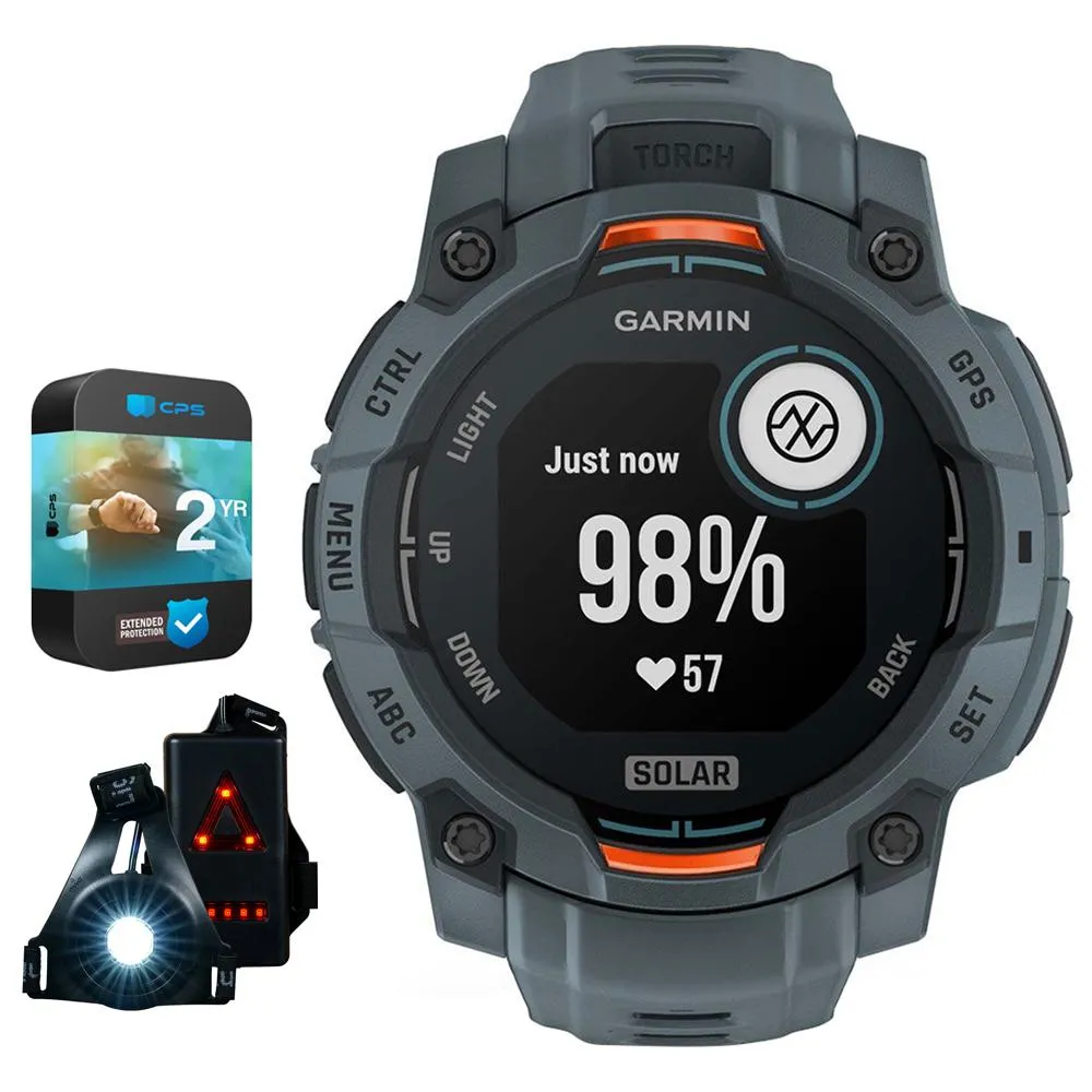 Garmin Instinct 3 45 mm Smartwatch SOLAR Twilight   Light   2 Yr Warranty Bundle