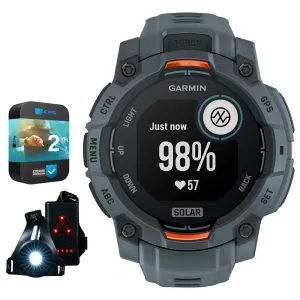 Garmin Instinct 3 45 mm Smartwatch SOLAR Twilight   Light   2 Yr Warranty Bundle