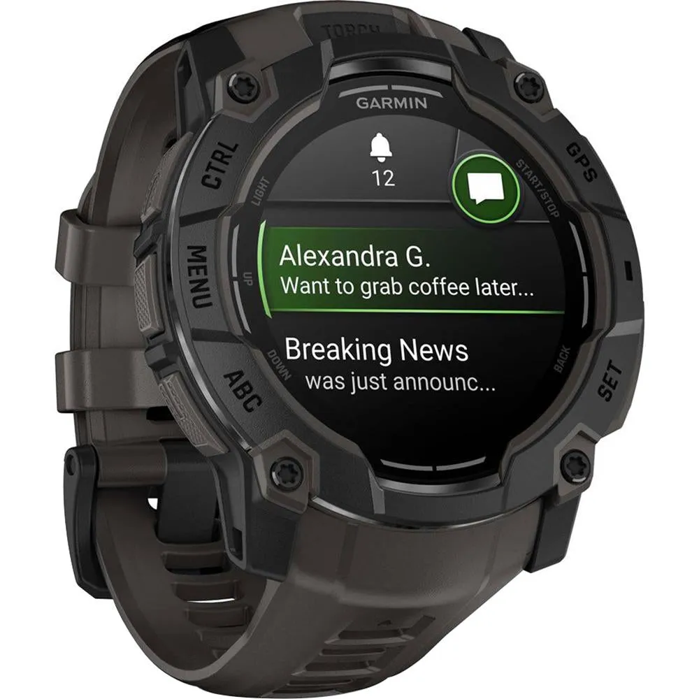Garmin Instinct 3 - 50 mm GPS Smartwatch AMOLED Black   2 Year Warranty Bundle