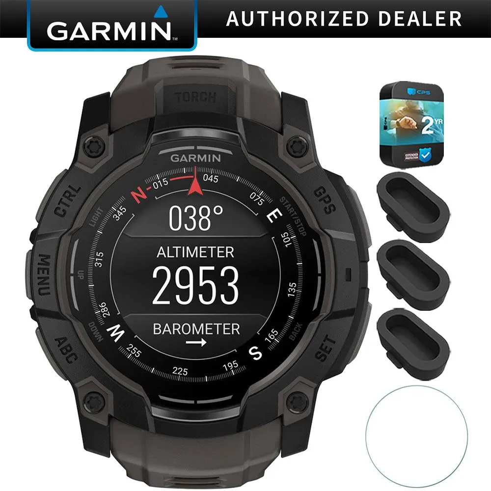 Garmin Instinct 3 - 50 mm GPS Smartwatch AMOLED Black   2 Year Warranty Bundle