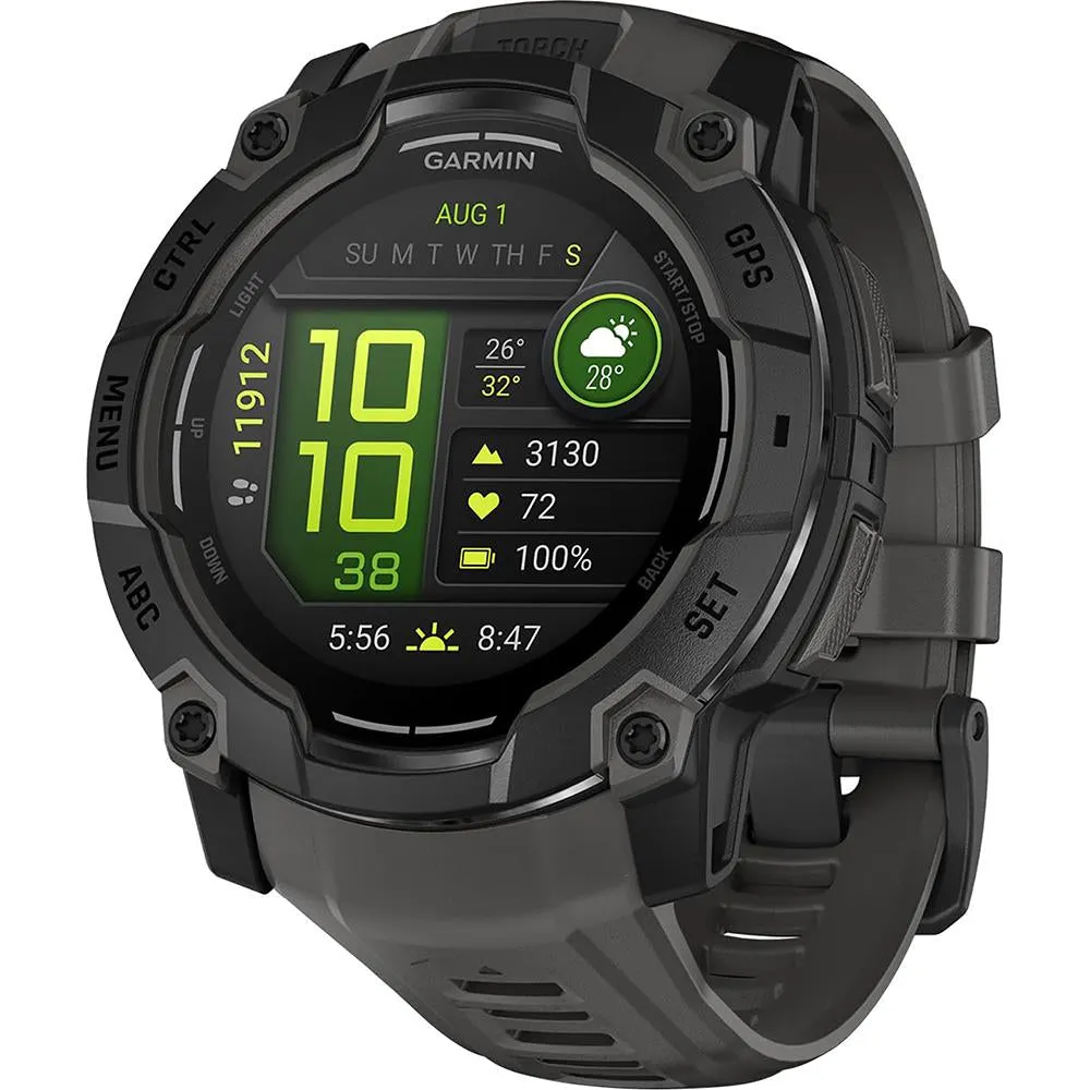 Garmin Instinct 3 - 50 mm GPS Smartwatch AMOLED Black   2 Year Warranty Bundle
