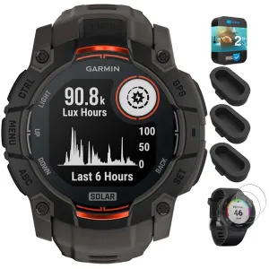 Garmin Instinct 3 - 50 mm GPS Smartwatch SOLAR Black with 2 Year Warranty Bundle