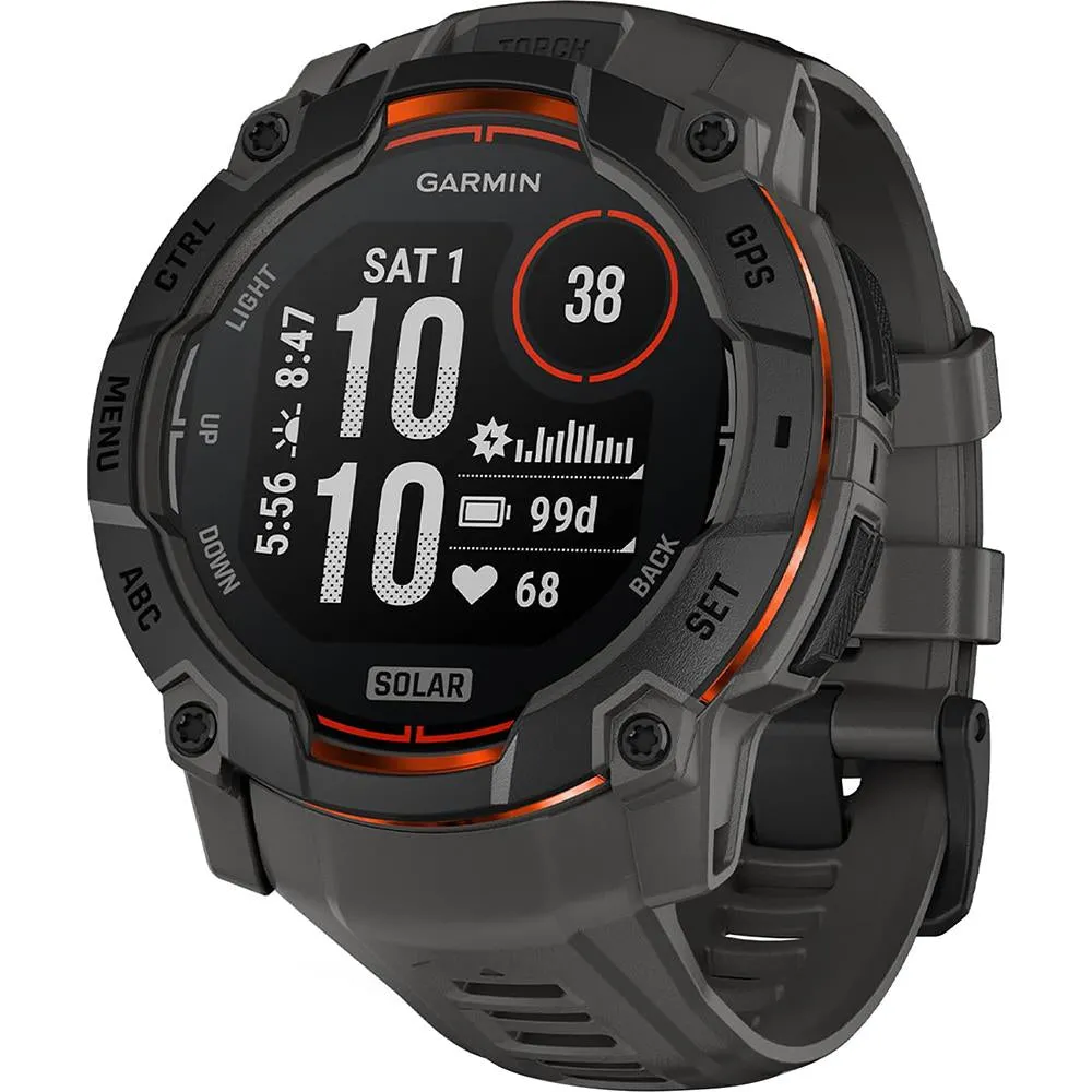 Garmin Instinct 3 - 50 mm GPS Smartwatch SOLAR Black with 2 Year Warranty Bundle