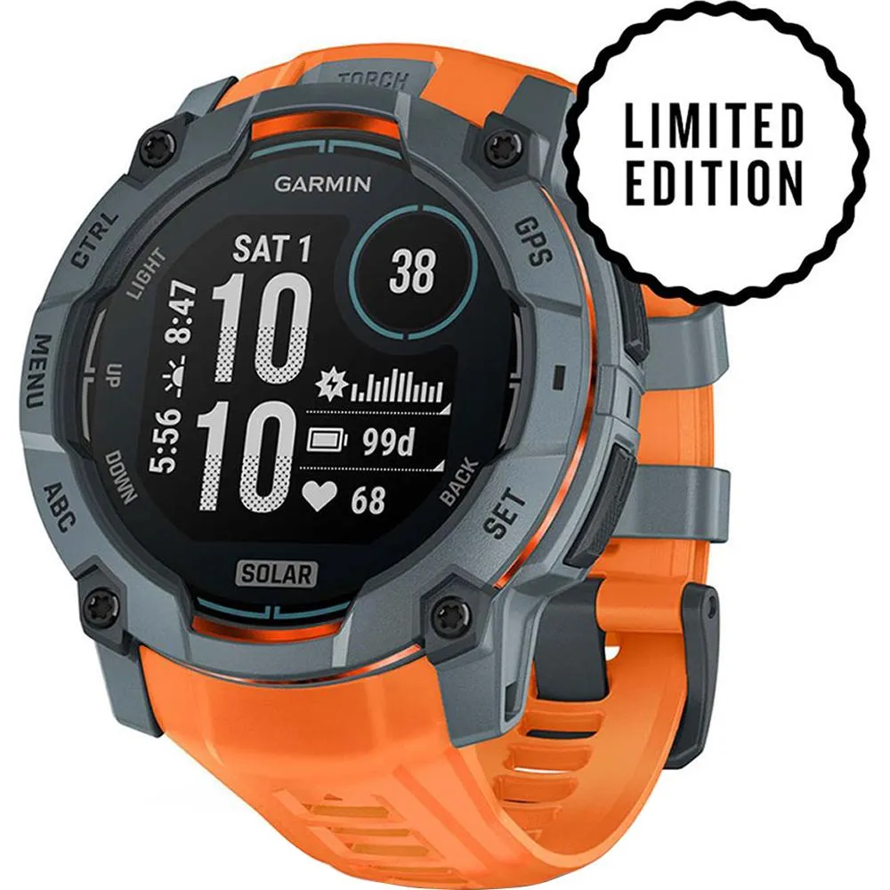 Garmin Instinct 3 - 50 mm GPS Smartwatch, SOLAR   Charging Dock   Protector Bundle
