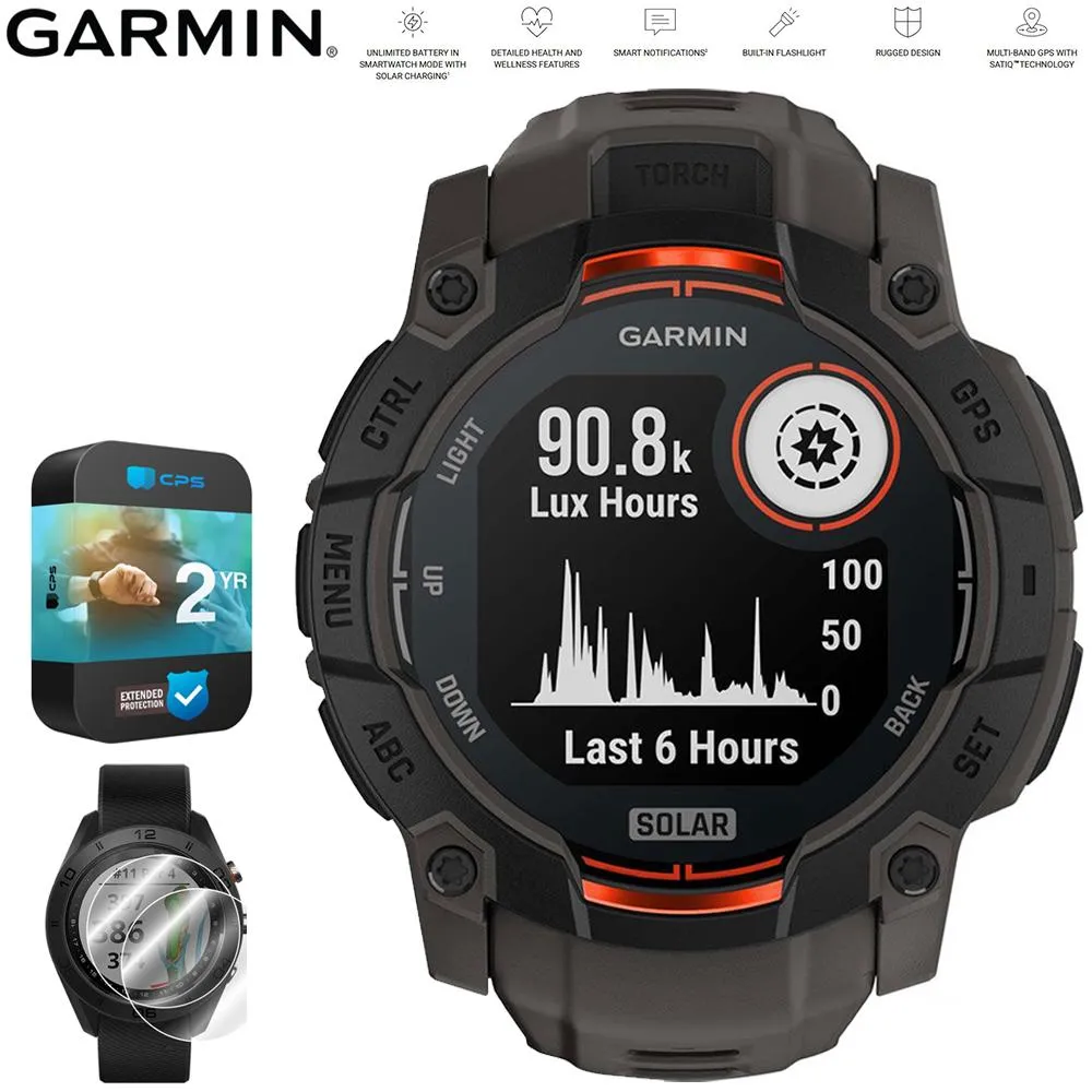 Garmin Instinct 3 50 mm GPS Smartwatch Solar with 2x Protector   2 Yr Warranty