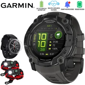 Garmin Instinct 3 50mm GPS Smartwatch, AMOLED, Black w/ Black Band   Accessories Bundle