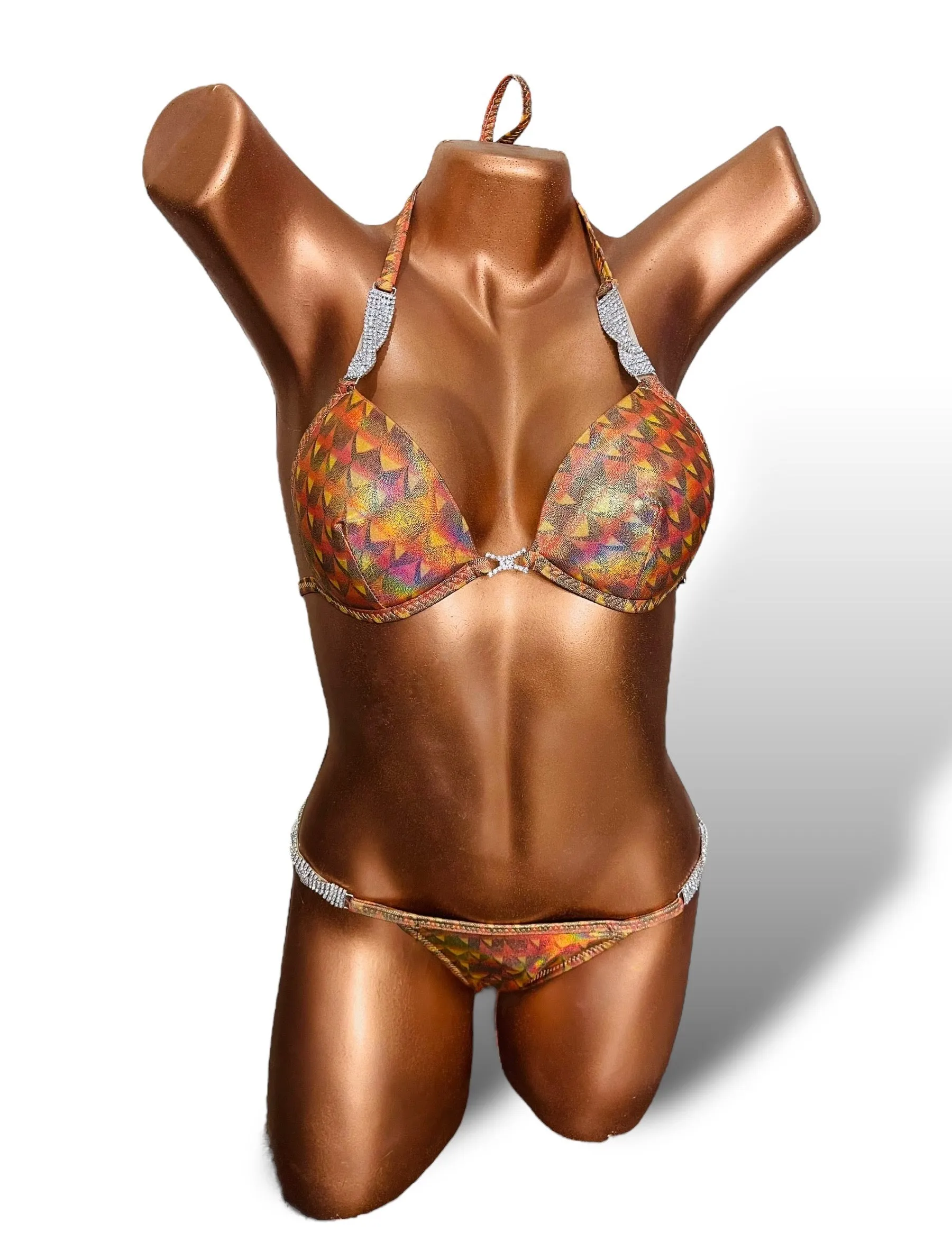 Geometrical Bronze competition bikini  **Customizable**