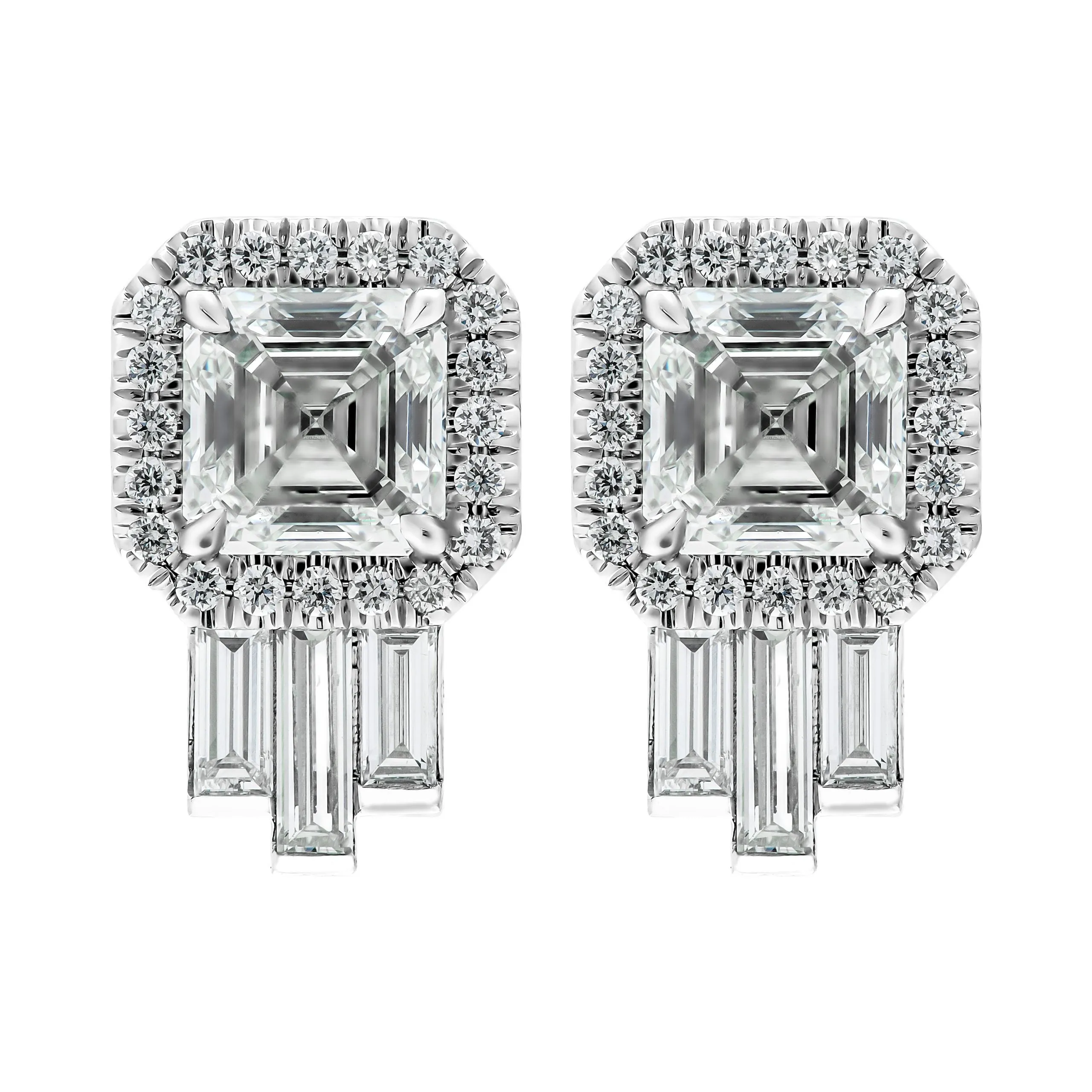 GIA Certified Artdeco Asscher Diamond Studs
