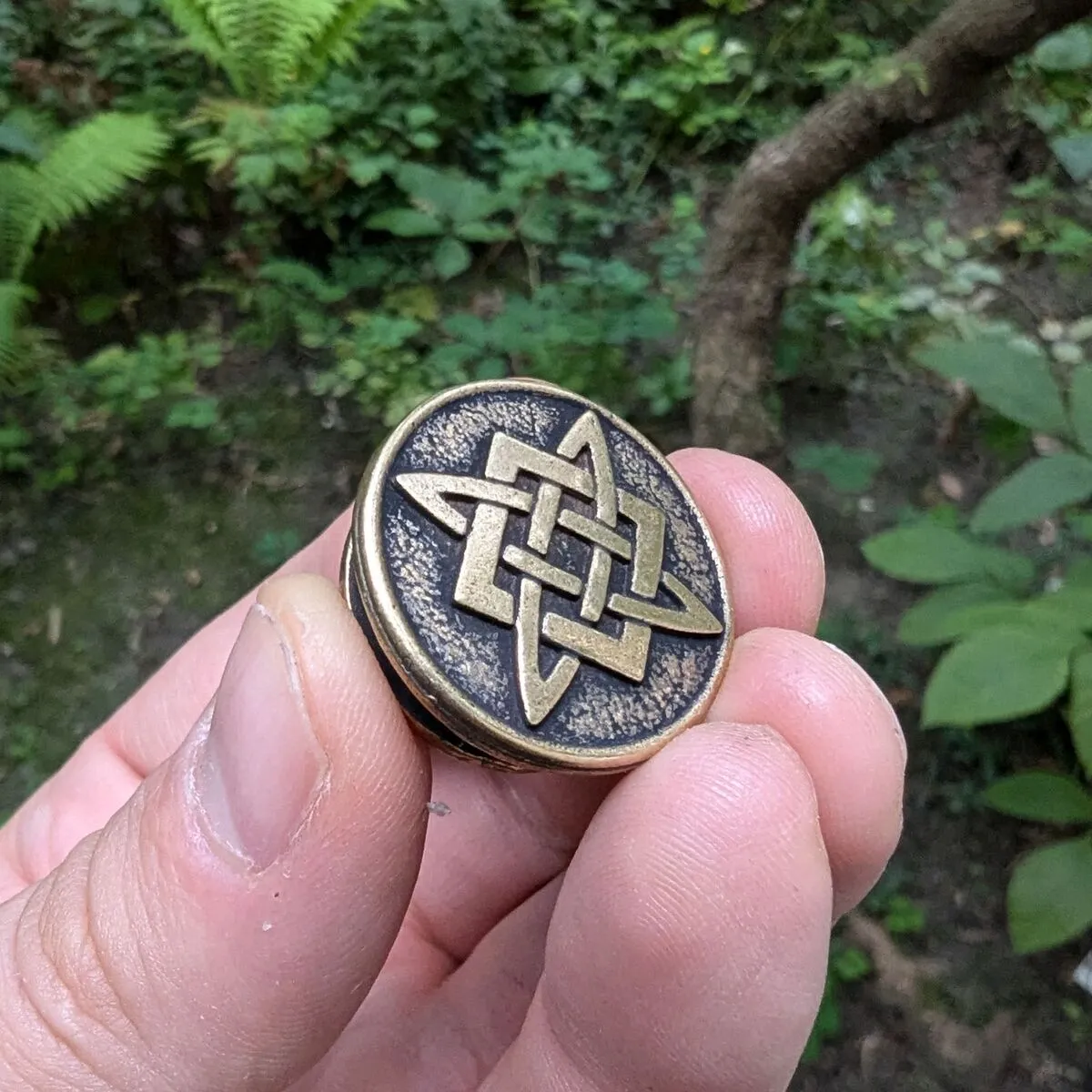 God Svarog bronze paracord bead
