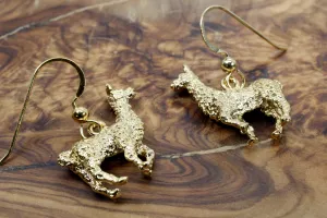 Gold Alpaca Earrings for her with large 3-D 14kt Gold Vermeil Alpacas