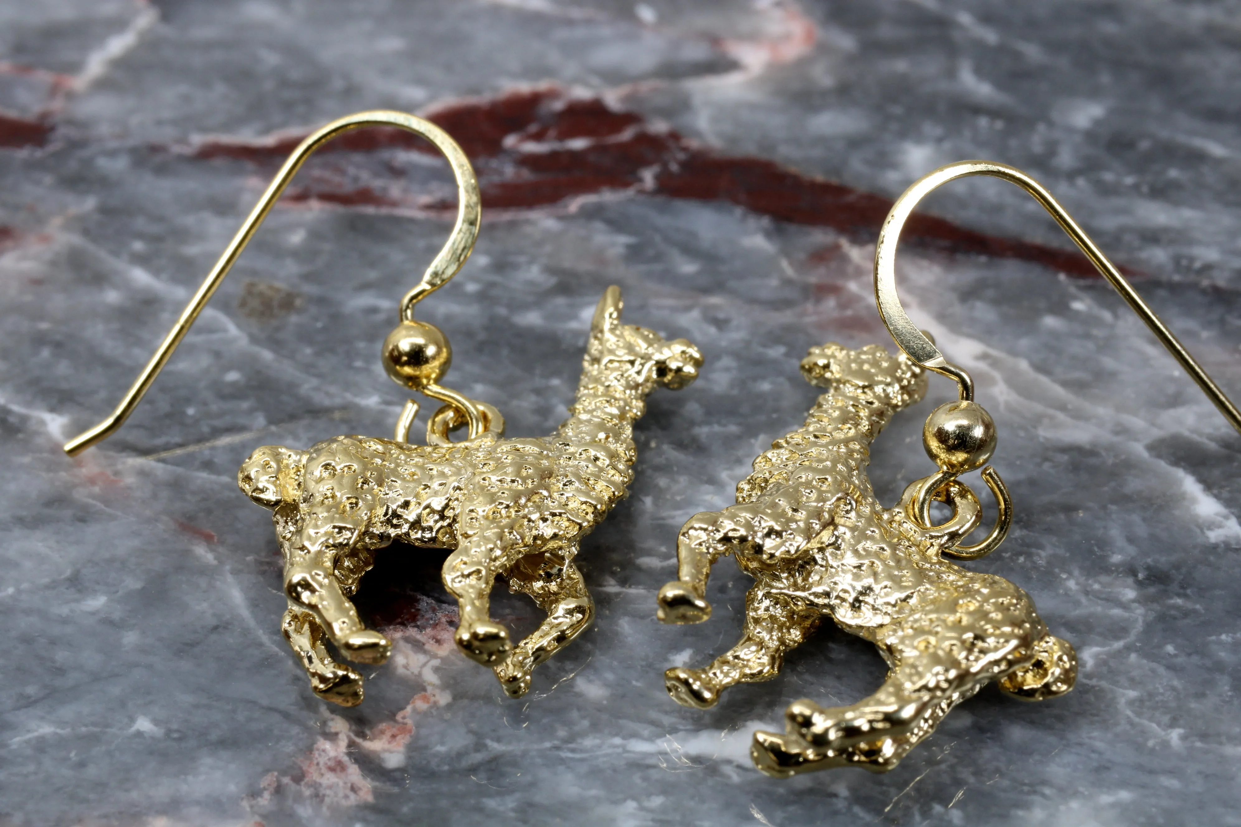 Gold Alpaca Earrings for her with large 3-D 14kt Gold Vermeil Alpacas