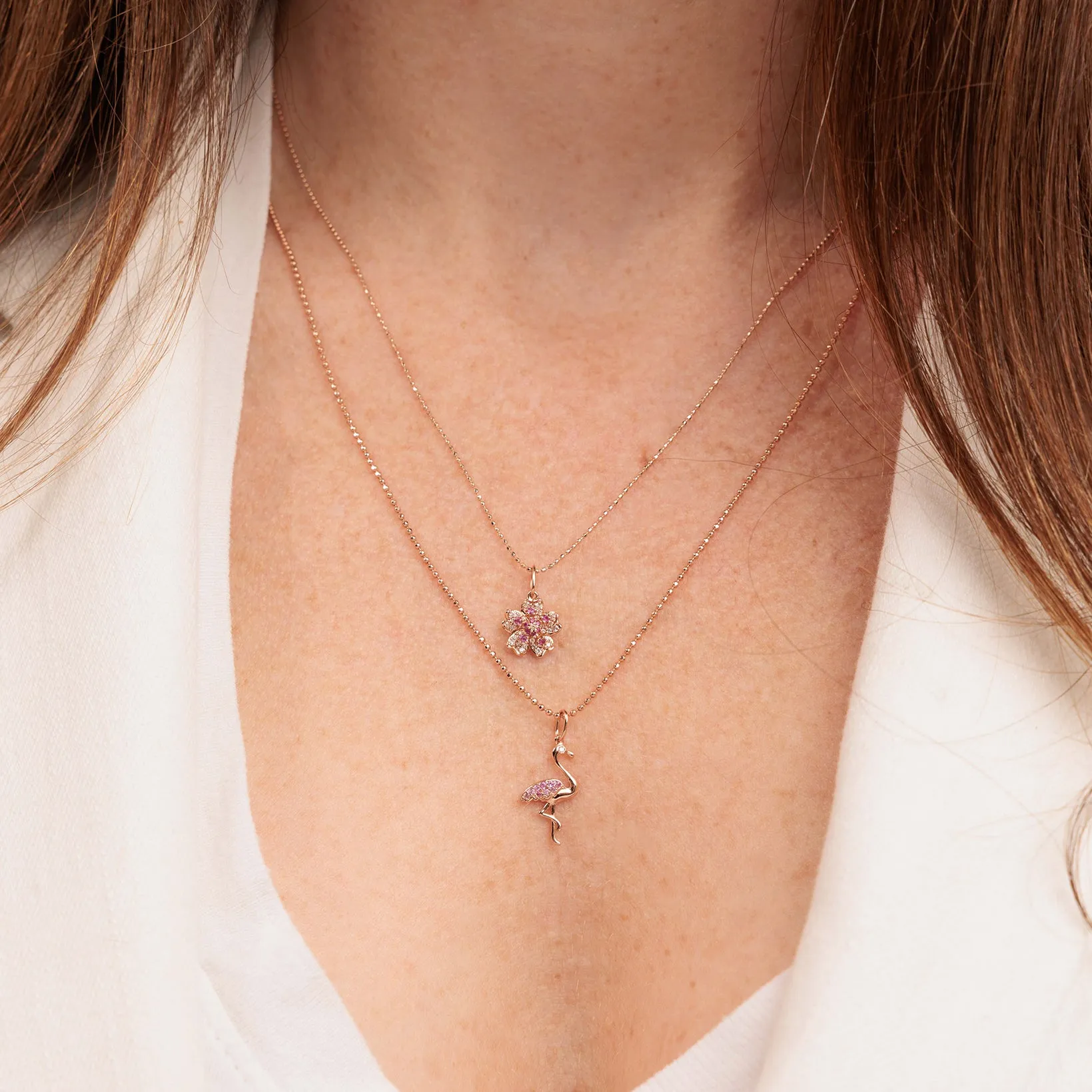 Gold & Pink Sapphire Flamingo Charm