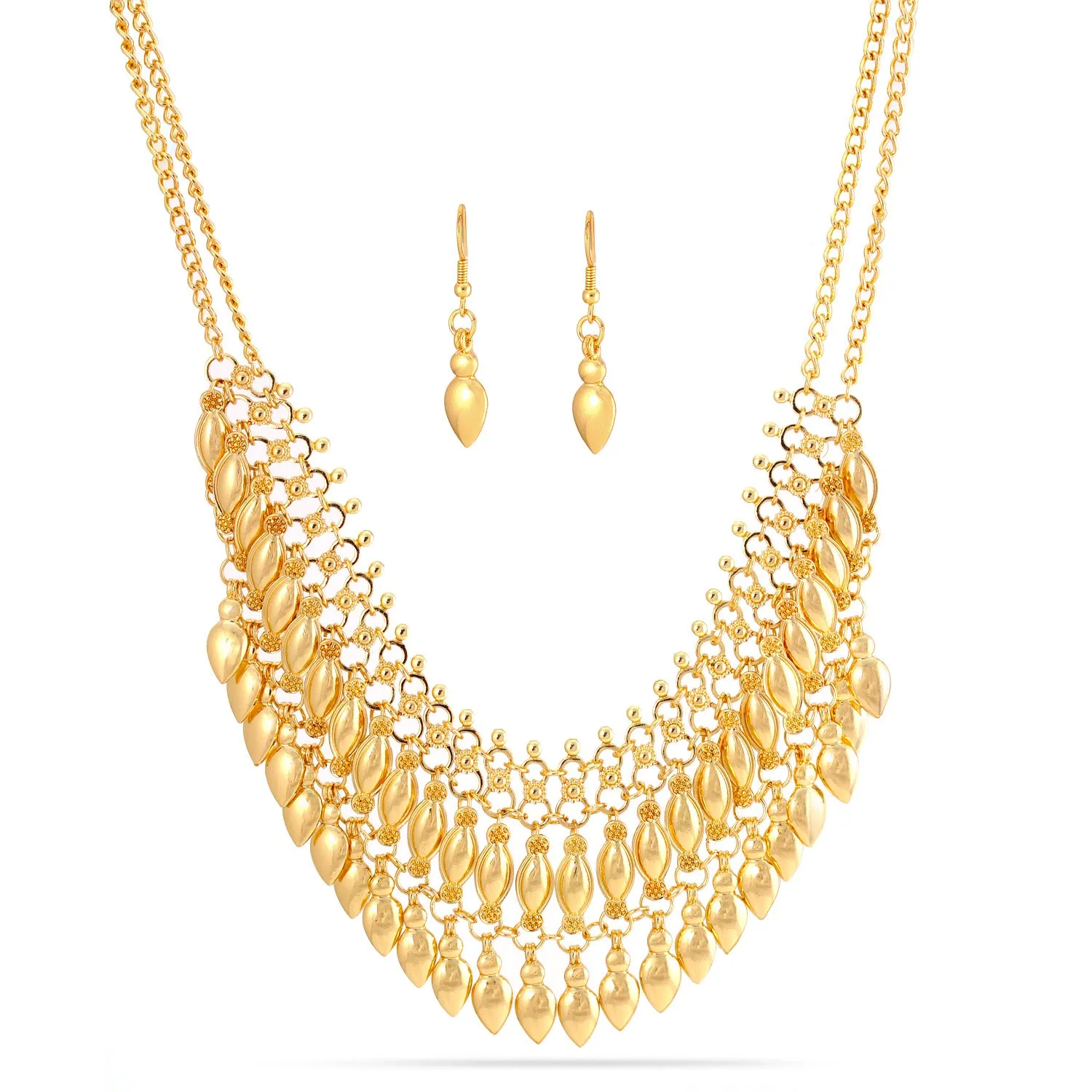 GOLD MARQUISE AND TEARDROP CHARMS LAYERED NECKLACES SET #SQ251-084381G (HH15)